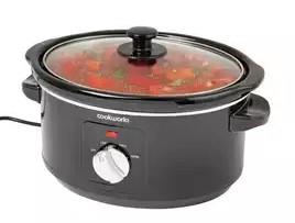 Cookworks 3.5L kitchen Electric Slow Cooker Removable Ceramic Bowl Oval Black