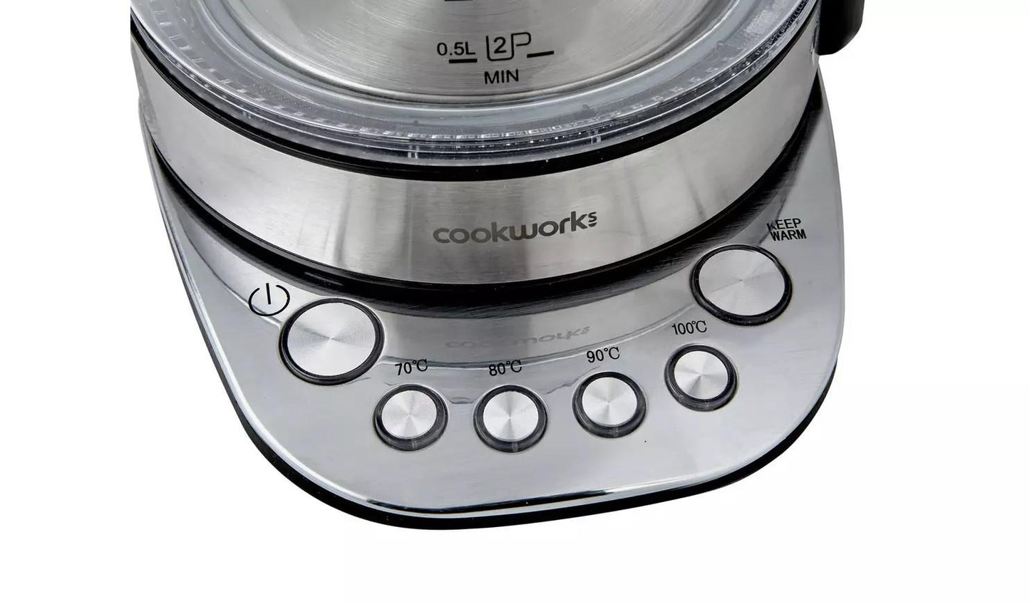 Cookworks Kitchen water boil stainless steel variable temperature Glass Kettle