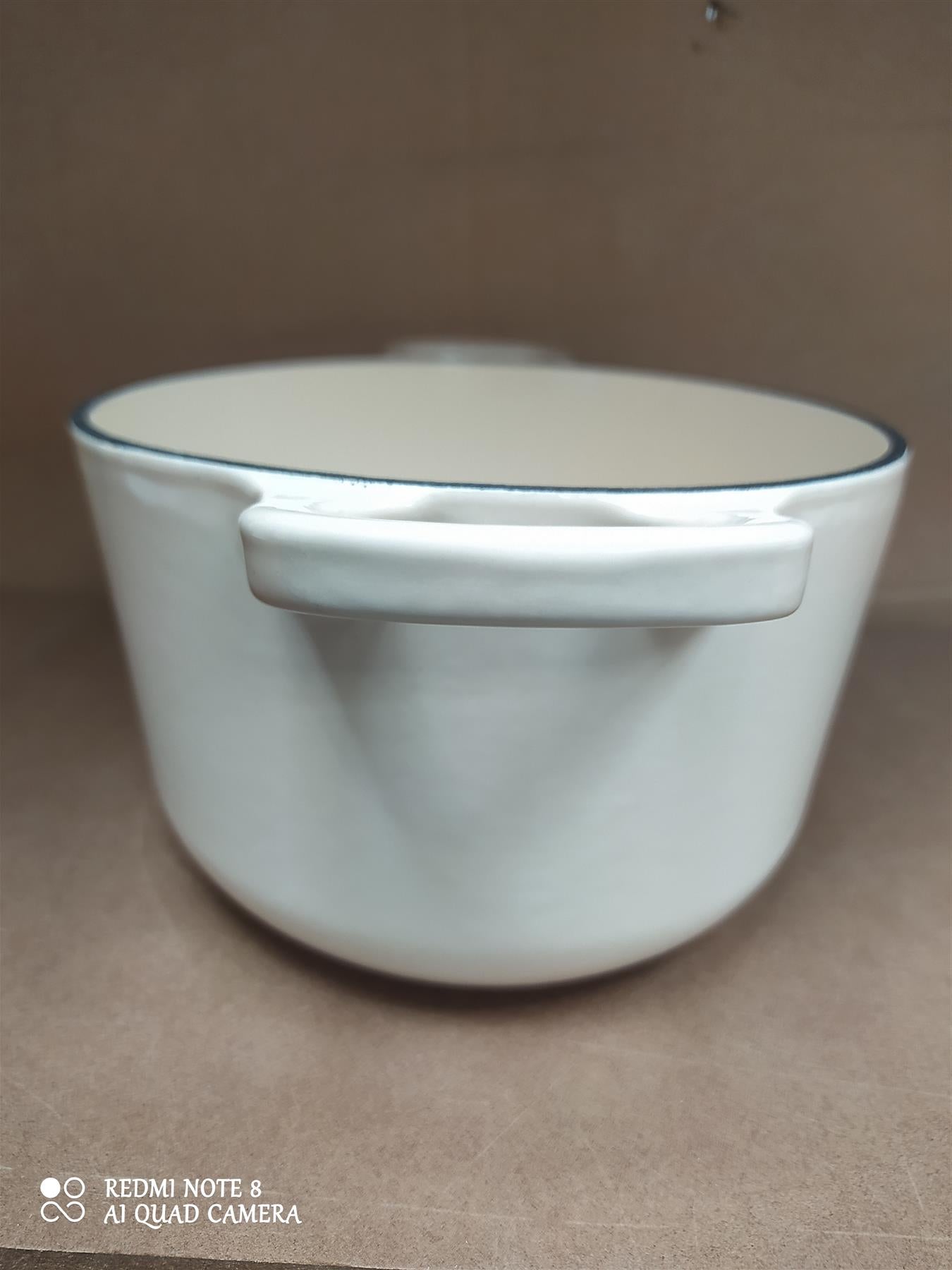 Habitat 2.4 Litre Oval Cast Iron Casserole Dish with Lid enamel coated Cream