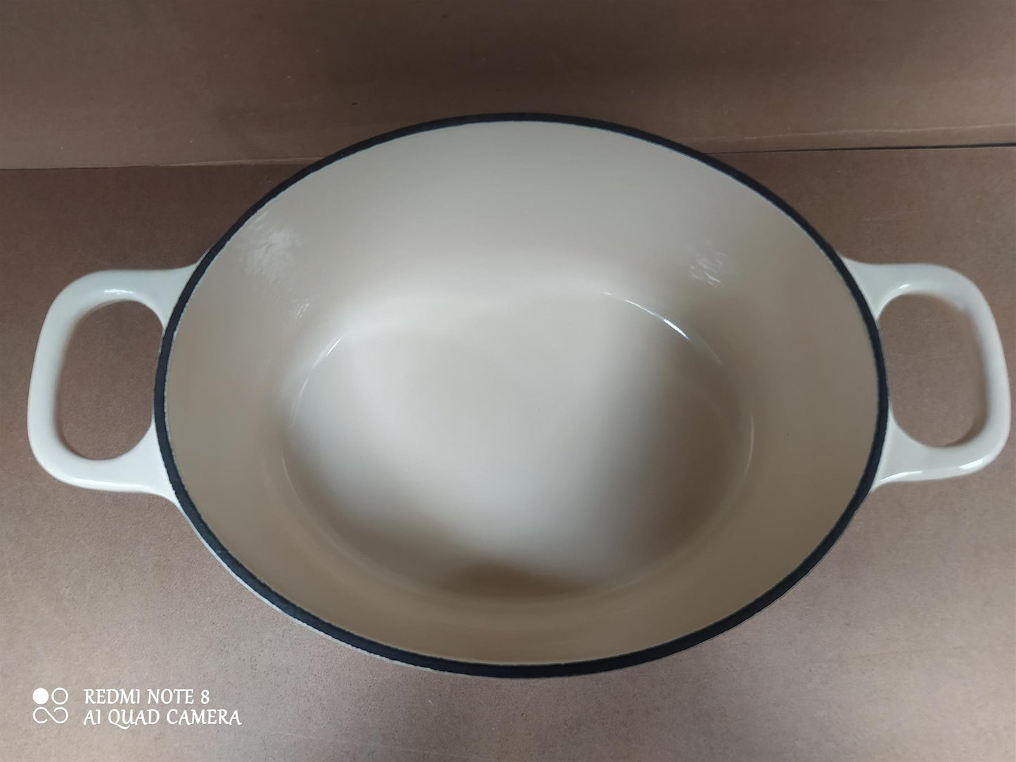 Habitat 2.4 Litre Oval Cast Iron Casserole Dish with Lid enamel coated Cream