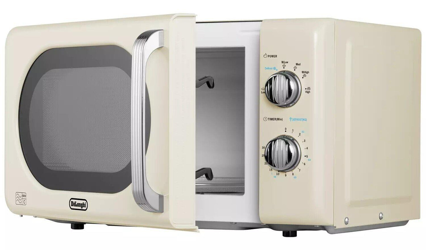 De'Longhi Argento Flora 800W Standard Microwave - Cream compact microwave