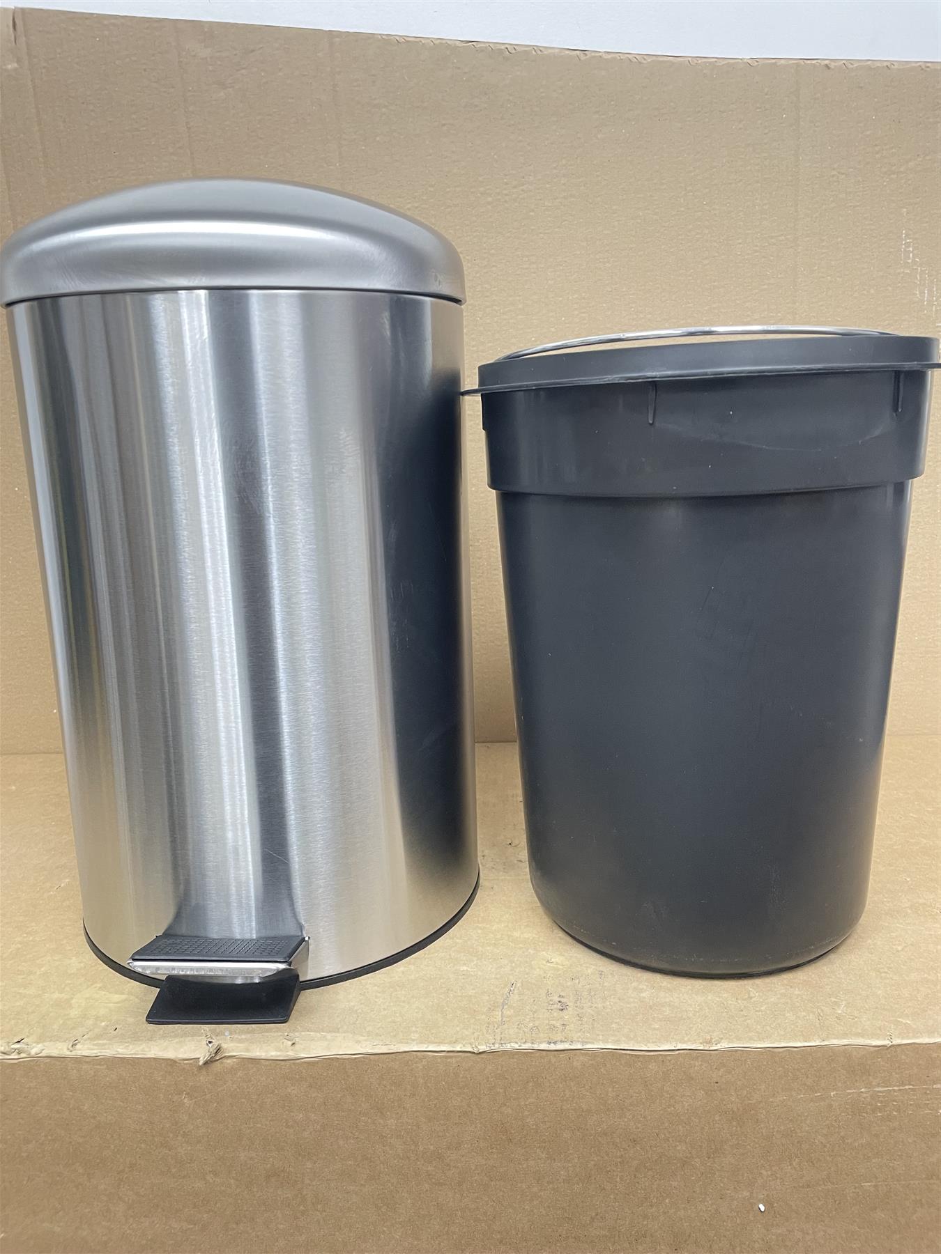 Habitat Brushed stainless steel 12 Litre Domed Foot Pedal Bin Sleek and Silent