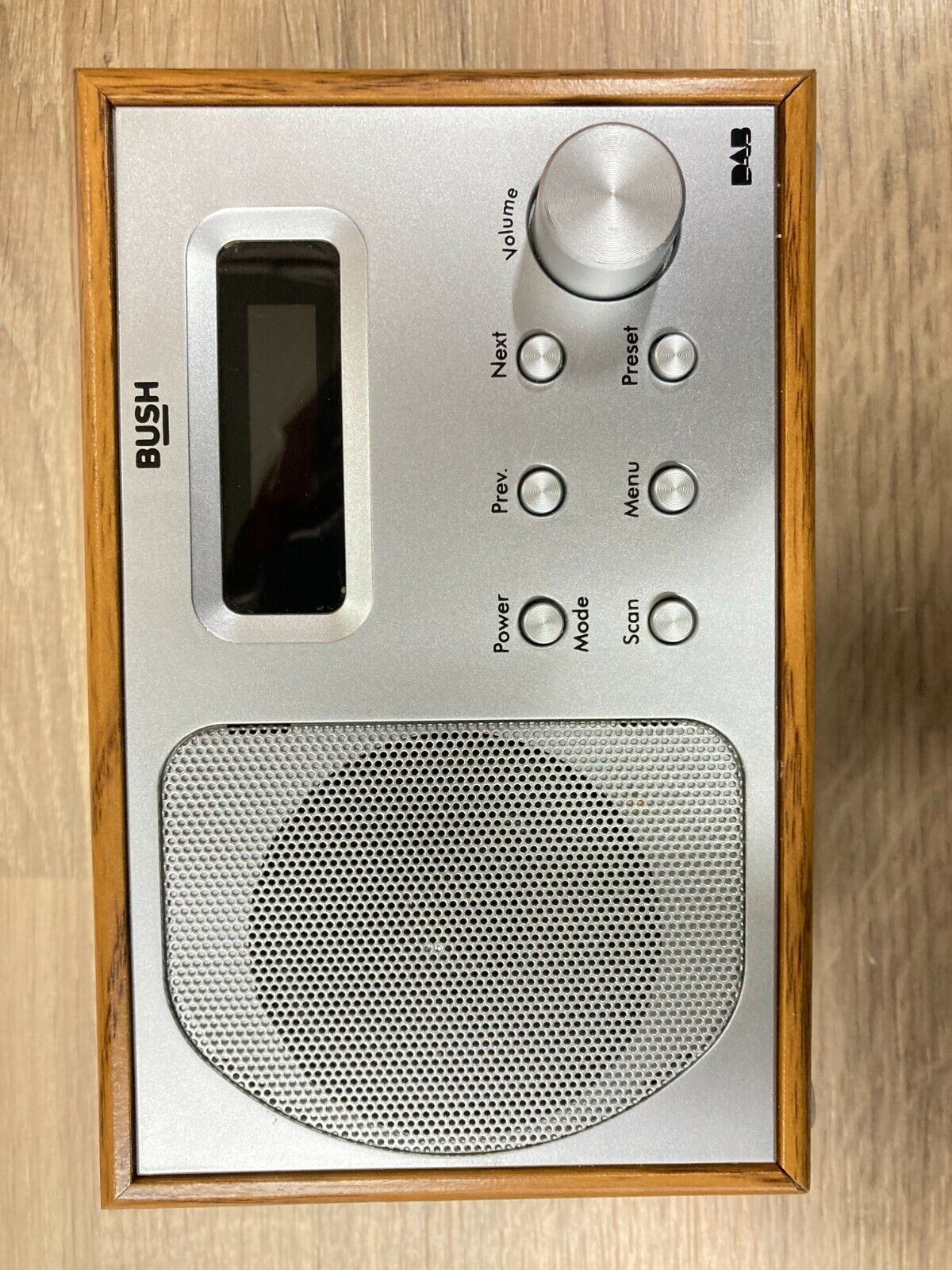 Bush Portable RDS DAB FM Radio Digital LCD Mains Battery Sleep Timer Silver Wood