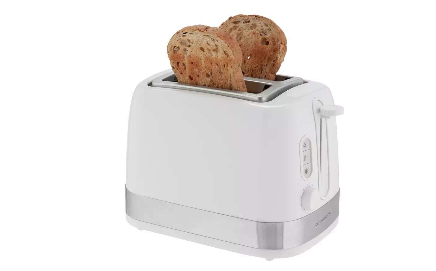 Cookworks Toaster Illuminated 2 Slice Wide slots defrost reheat - White Plastic