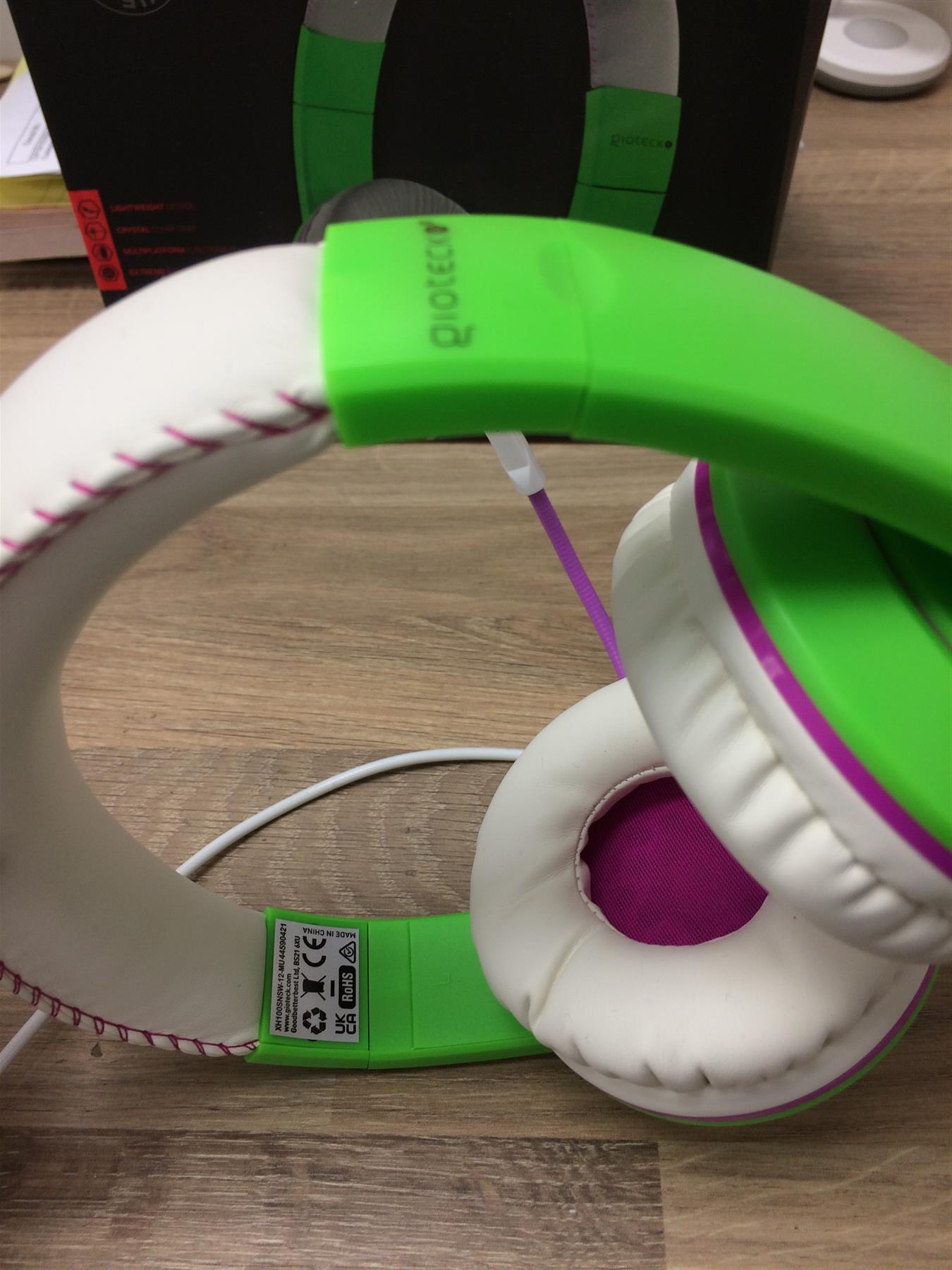 Gioteck XH100S WIRED Headset Stereo Gaming Green Pink