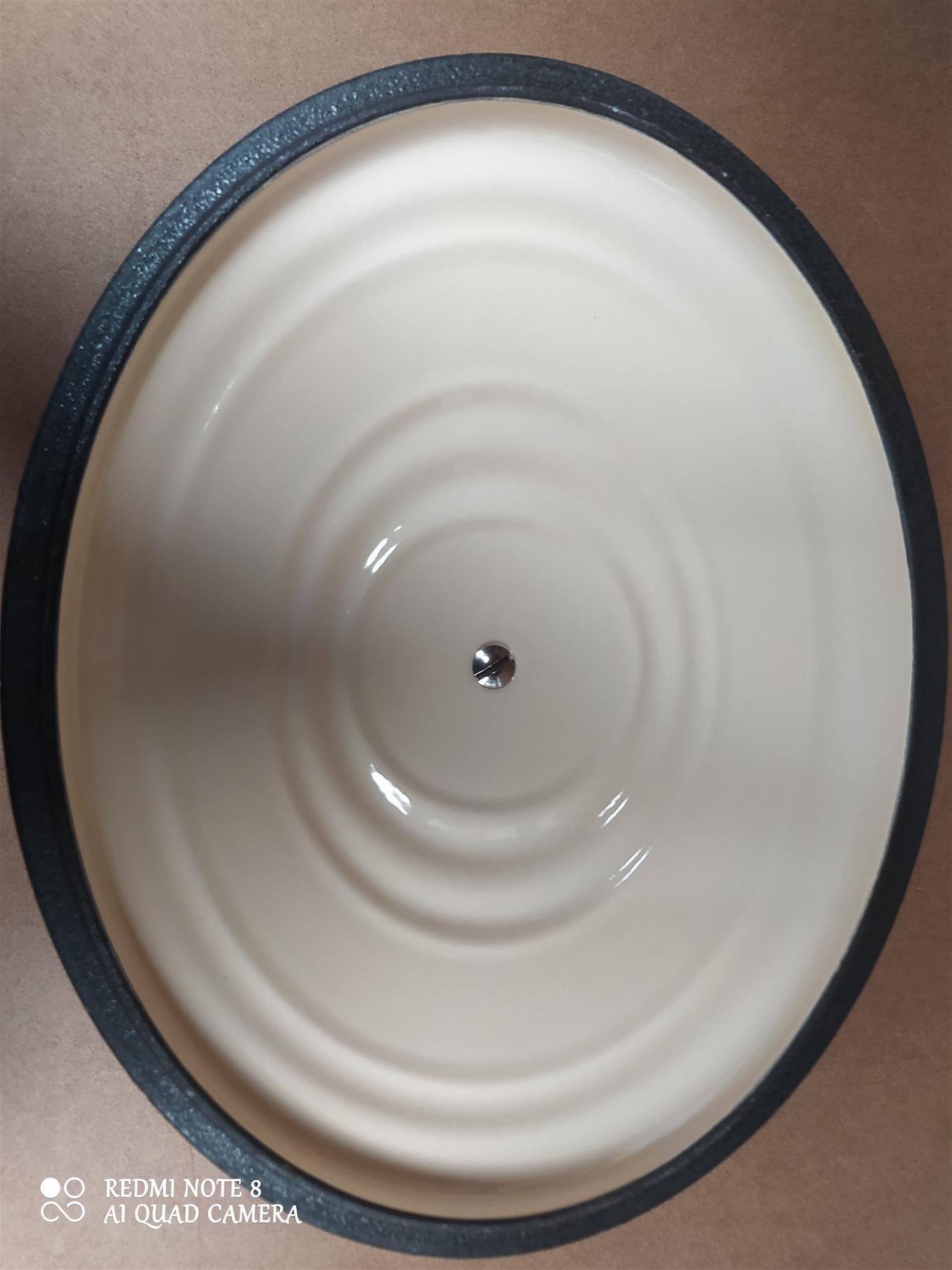 Habitat 2.4 Litre Oval Cast Iron Casserole Dish with Lid enamel coated Cream