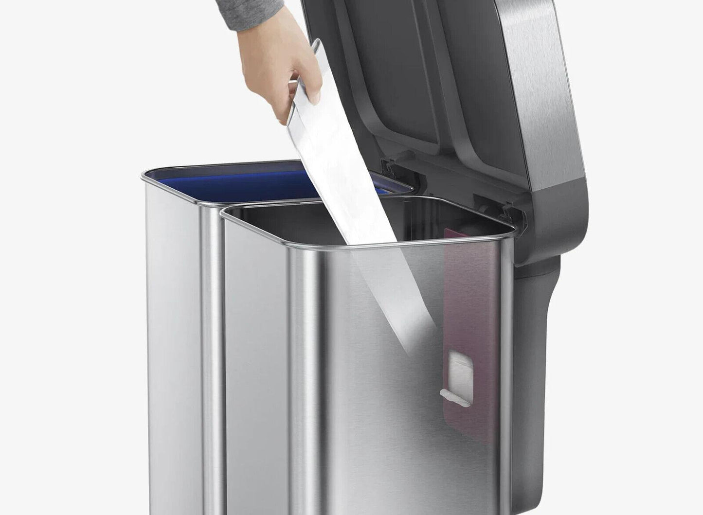 Simplehuman pedal bin dual compartment rectangular recycling inner bucket