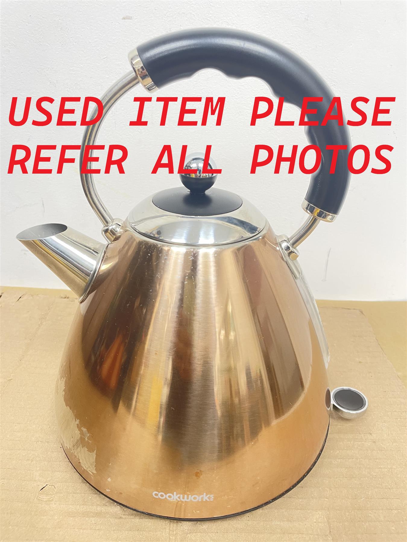 Cookworks Pyramid Kettle Stainless Steel Copper auto shut rapid boil 1.7 Litre