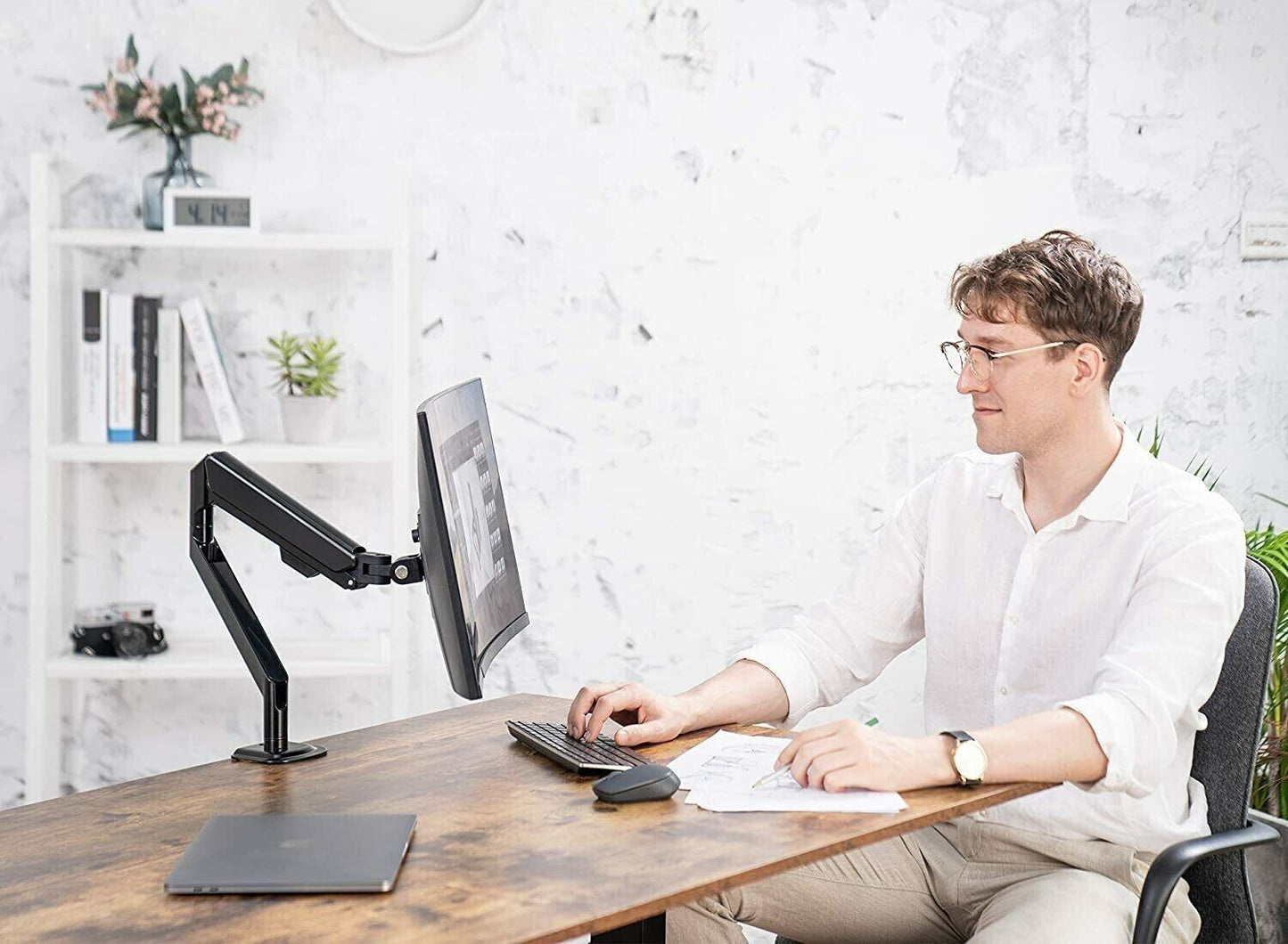 Single Monitor Mount Adjustable Screen Bracket Computer Table Stand 13"-27" inch