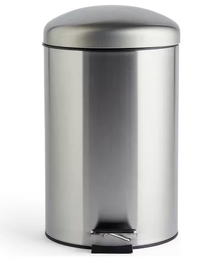 Habitat 12 Litre Domed Pedal Bin Sleek soft close small Brushed stainless steel