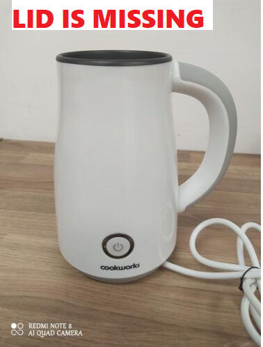 Cookworks Milk Frother heating stainless steel frother whisk 200ml and lid