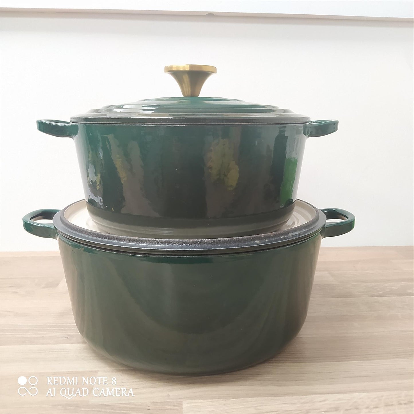 Habitat 2 piece Cast Iron Casserole Dish 3.3 & 5.3 Litre pots all hobs Green