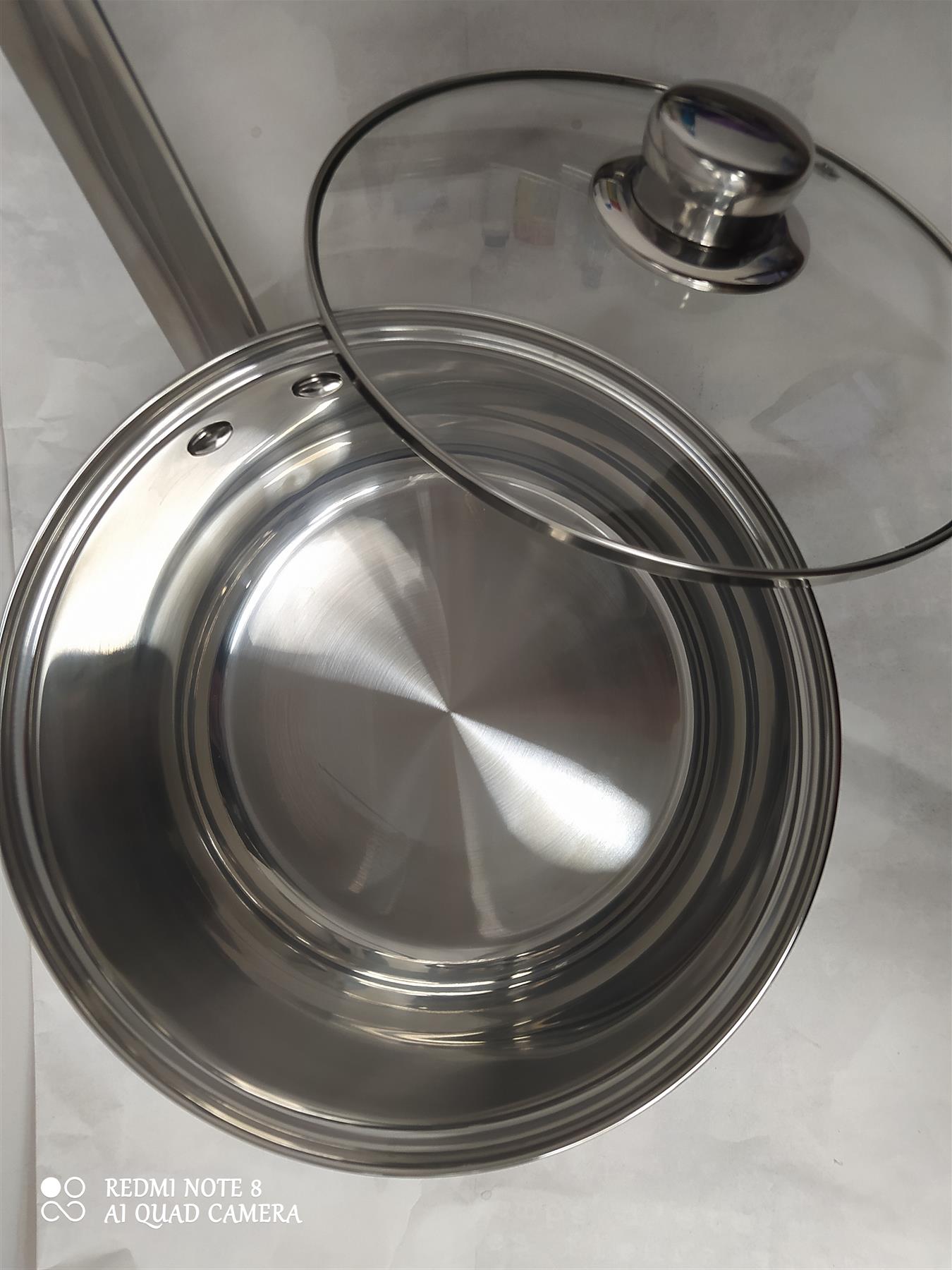 Home 5 Piece Stainless Steel Pan Set Milk Sauce Frying pan Lid Cookware all hobs