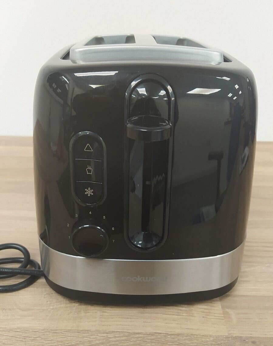 Cookworks Illuminated 2 Slice Toaster Wide Slots Bagel Black Light Plastic