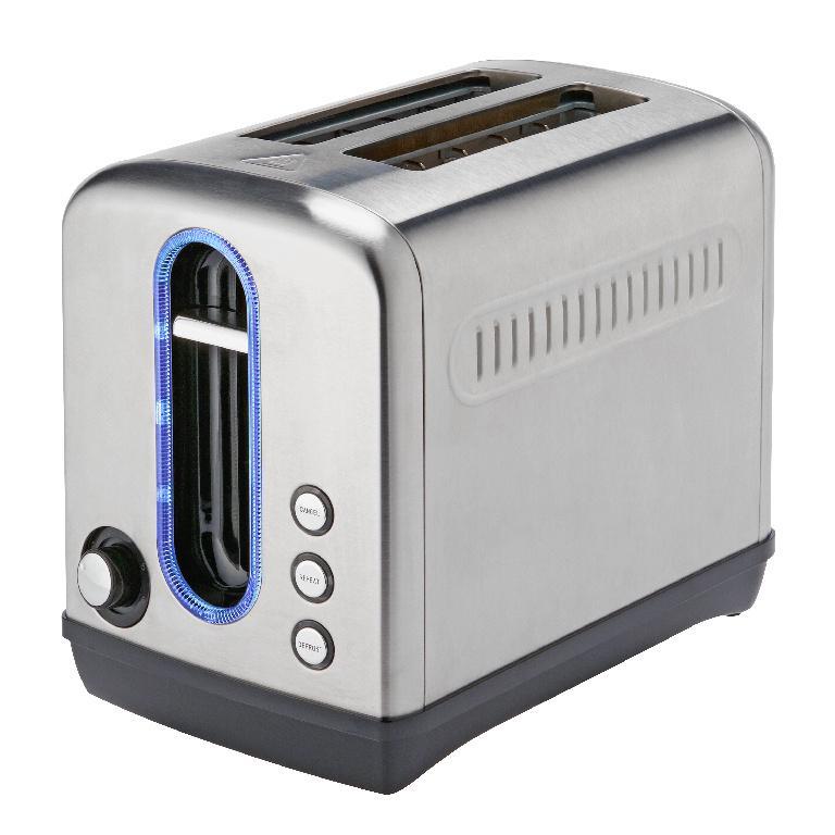 Cookworks Toaster Illuminated classy 2 Slice 6toast settings WIDE SLOTS S.STEEL