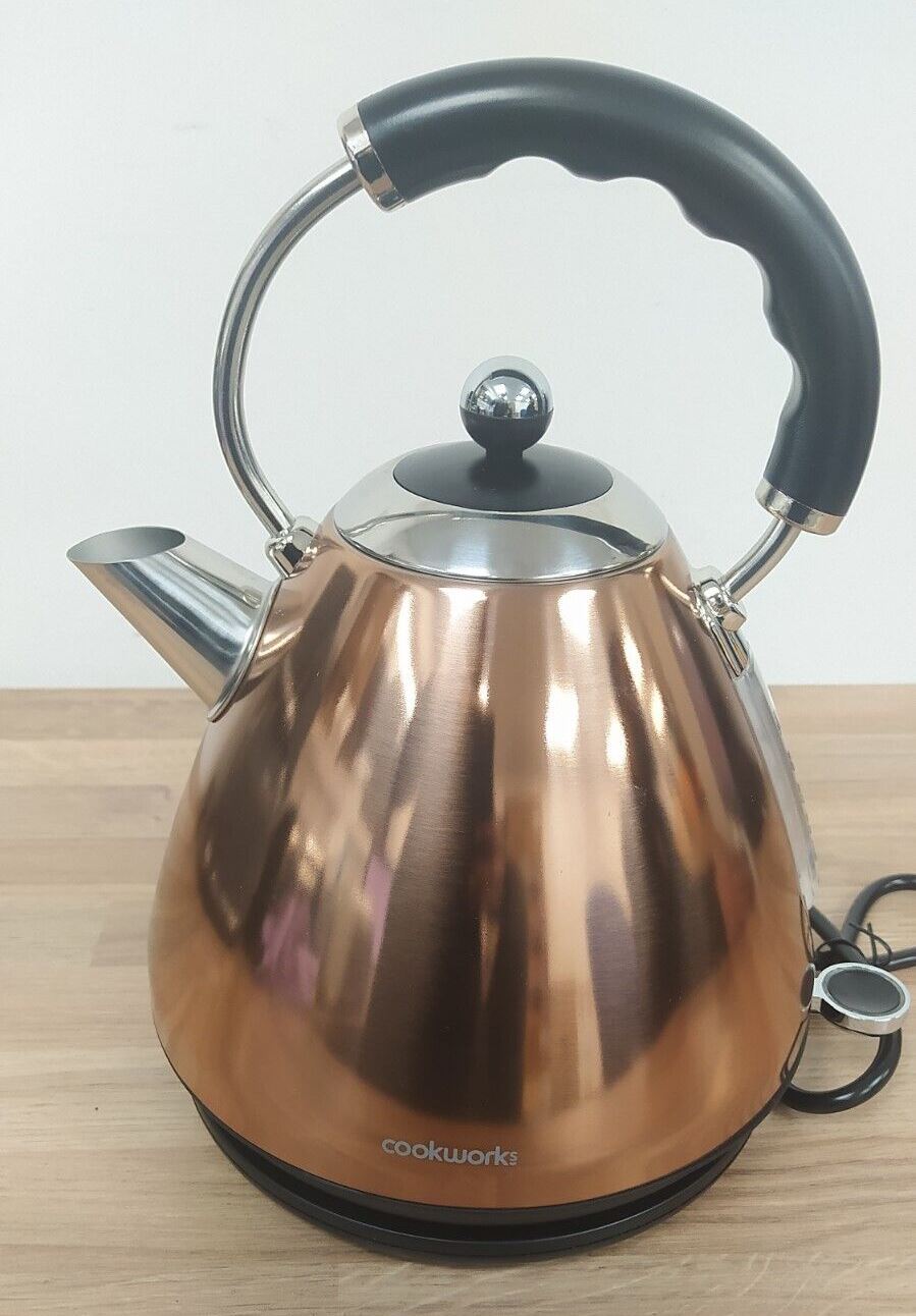 Cookworks Pyramid Kettle Stainless Steel Copper auto shut rapid boil 1.7 Litre