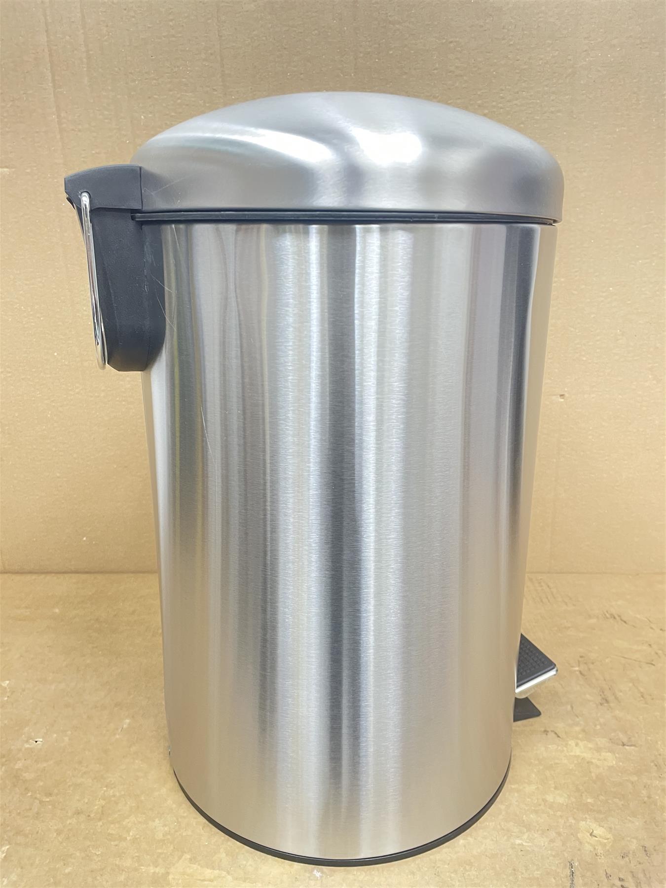 Habitat Brushed stainless steel 12 Litre Domed Foot Pedal Bin Sleek and Silent