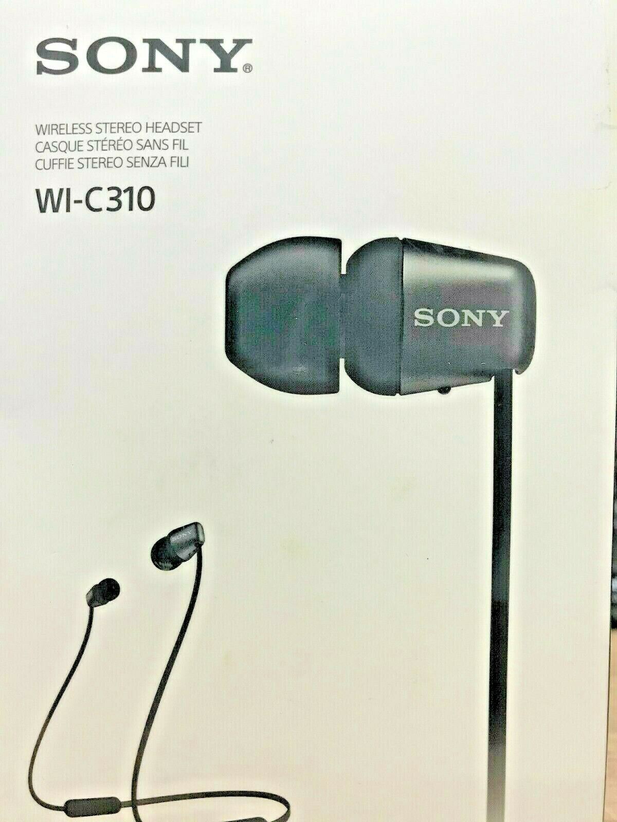 Sony Bluetooth Headphones WI-C310 Wireless In-Ear with Mic Remote Black