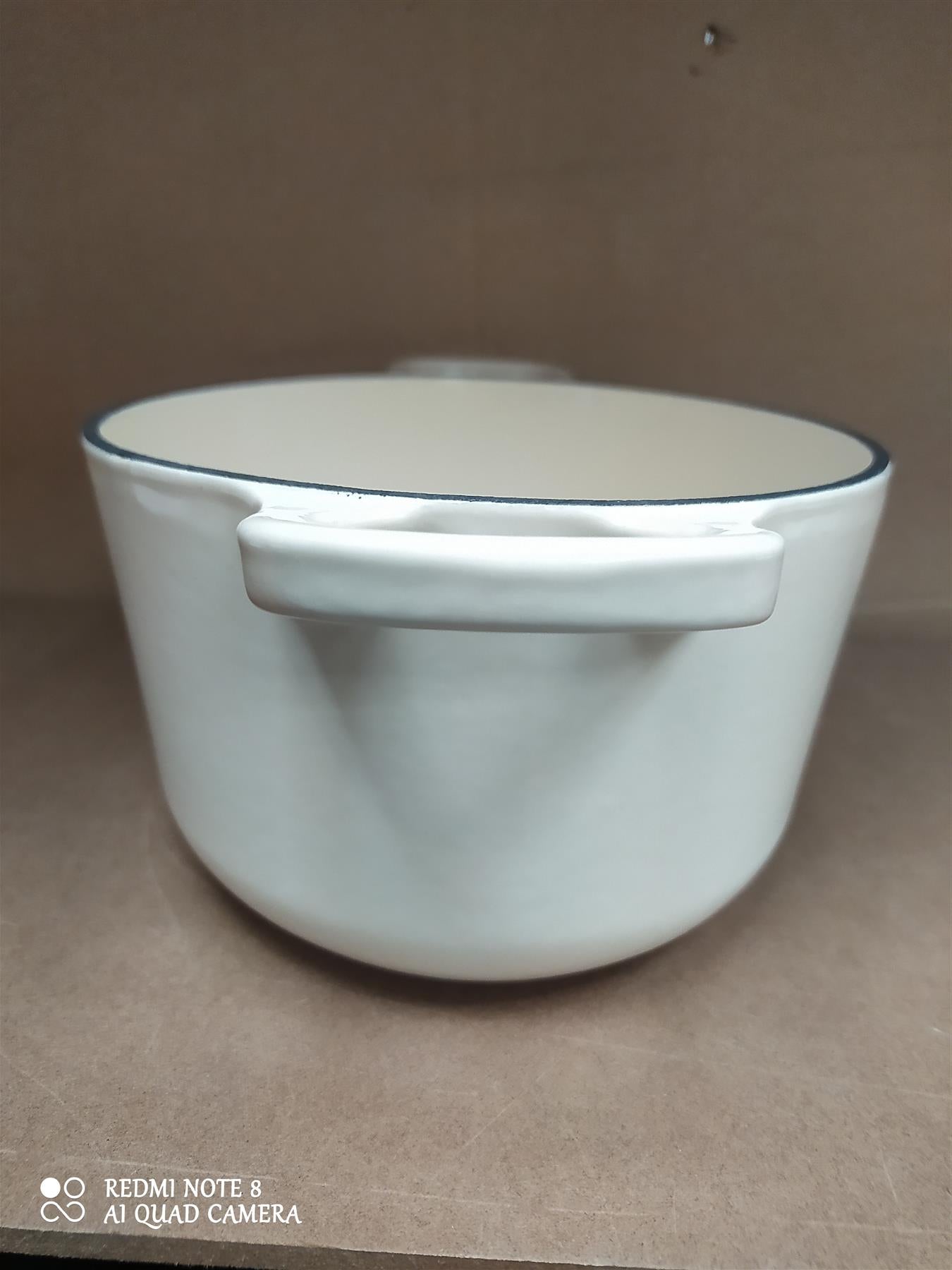 Habitat 2.4 Litre Oval Cast Iron Casserole Dish with Lid enamel coated Cream