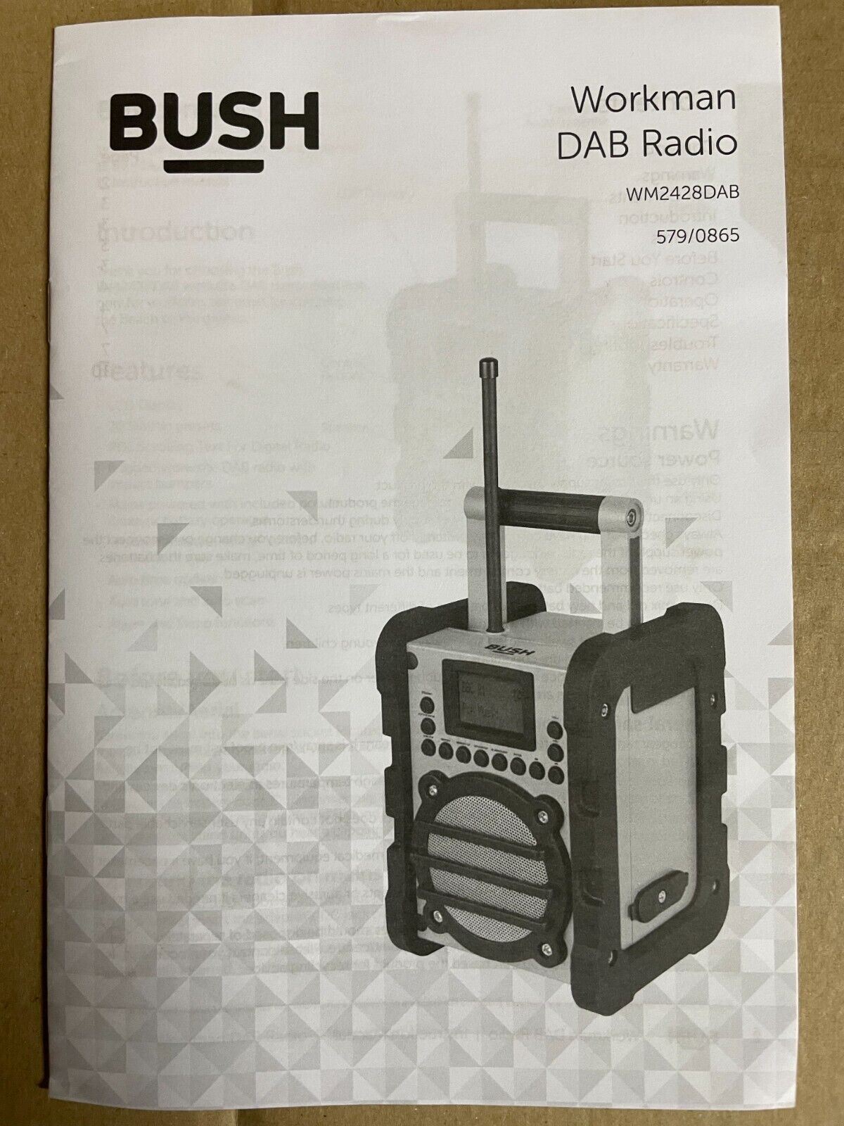 BUSH WORKMAN USB MP3 Auxiliary 3 watts RMS DAB FM RADIO