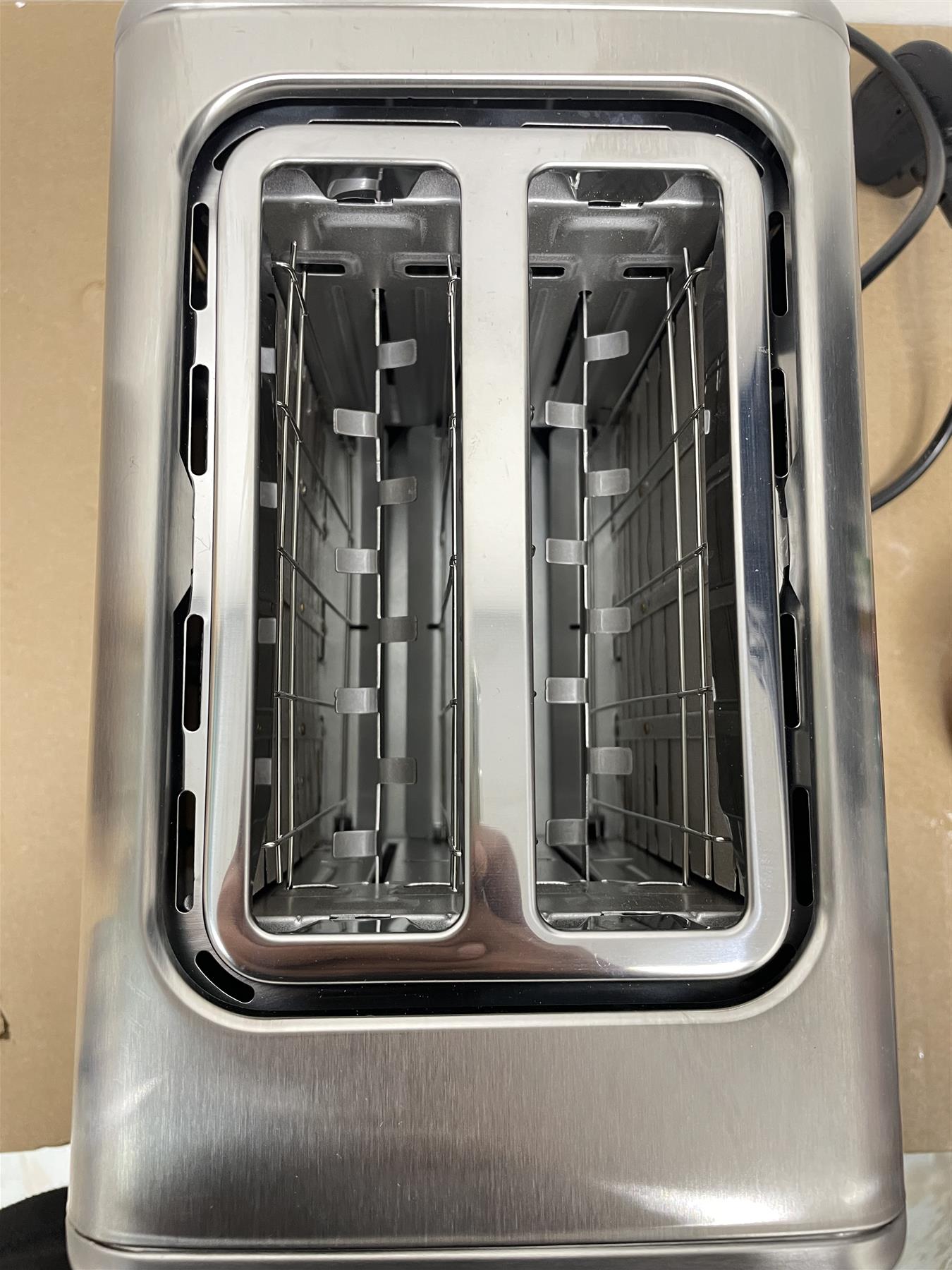 Cookworks 2 Slice Toaster - Brushed Stainless Steel Defrost Black Slots Bagel