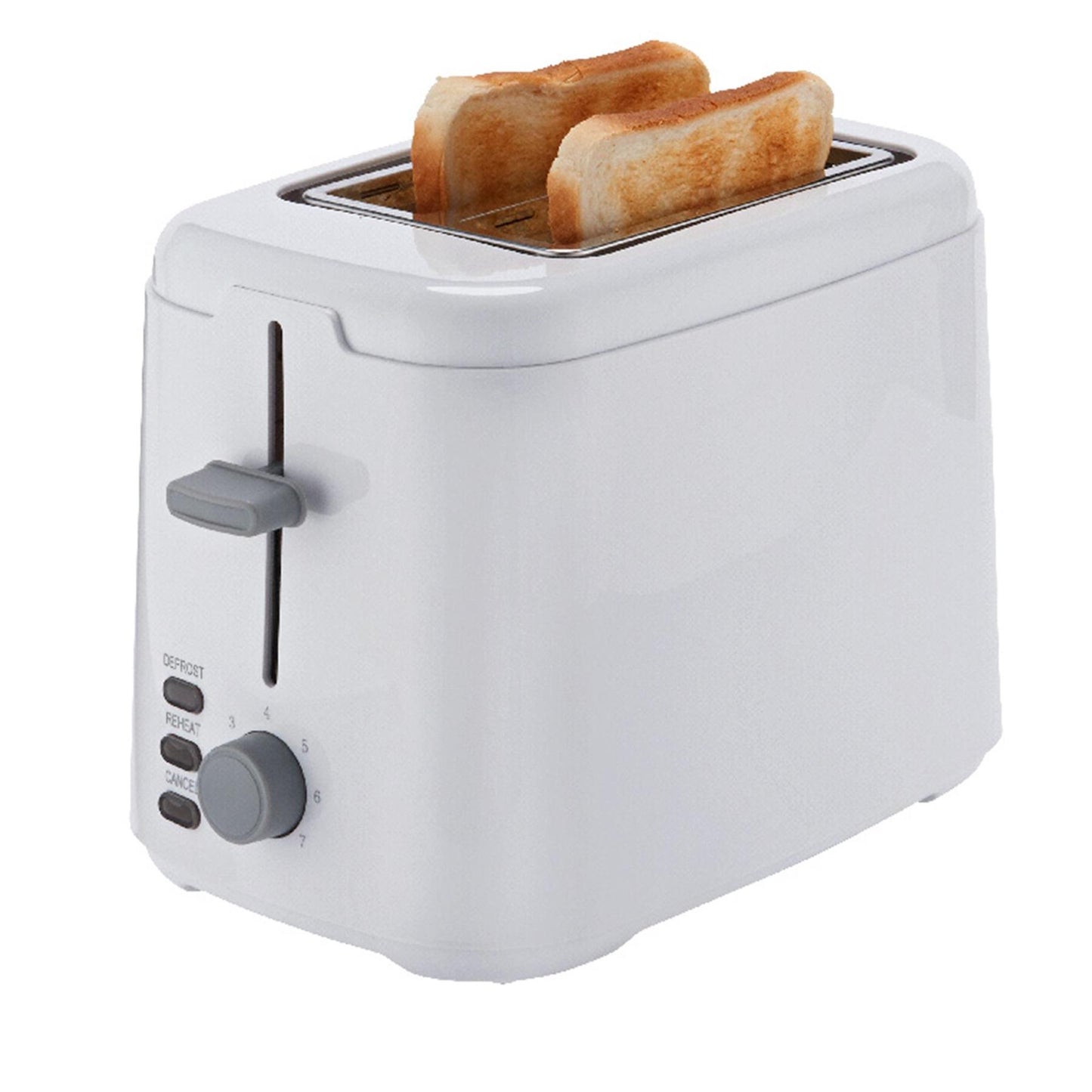 Cookworks 2 Slice Toaster Kitchen Basic Electric Defrost Extra wide slots White