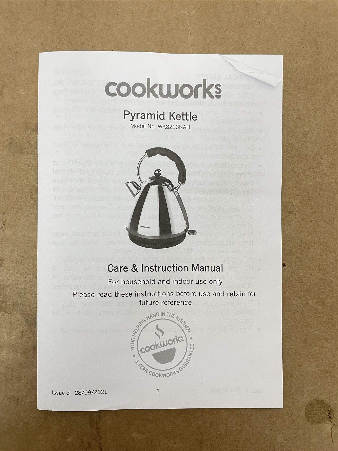 Cookworks Pyramid Kettle Almond Design With Stainless Steel Finish 1.7 Litre