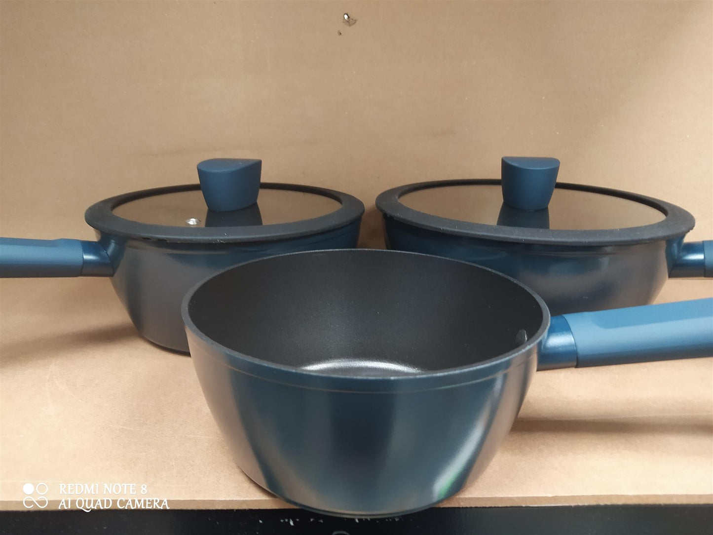Habitat 3 Piece Pan Set aluminium Kitchen Cookware with Lids all Hobs Non Stick