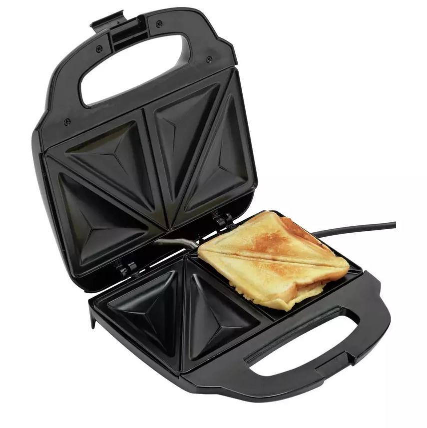 Cookworks Sandwich Toaster 1080W 2 Portion Panini Press Toast Maker Black
