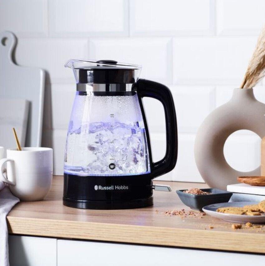 Russell Hobbs Kettle Classic Glass Transparent Cordless 1.7L Hot water Black