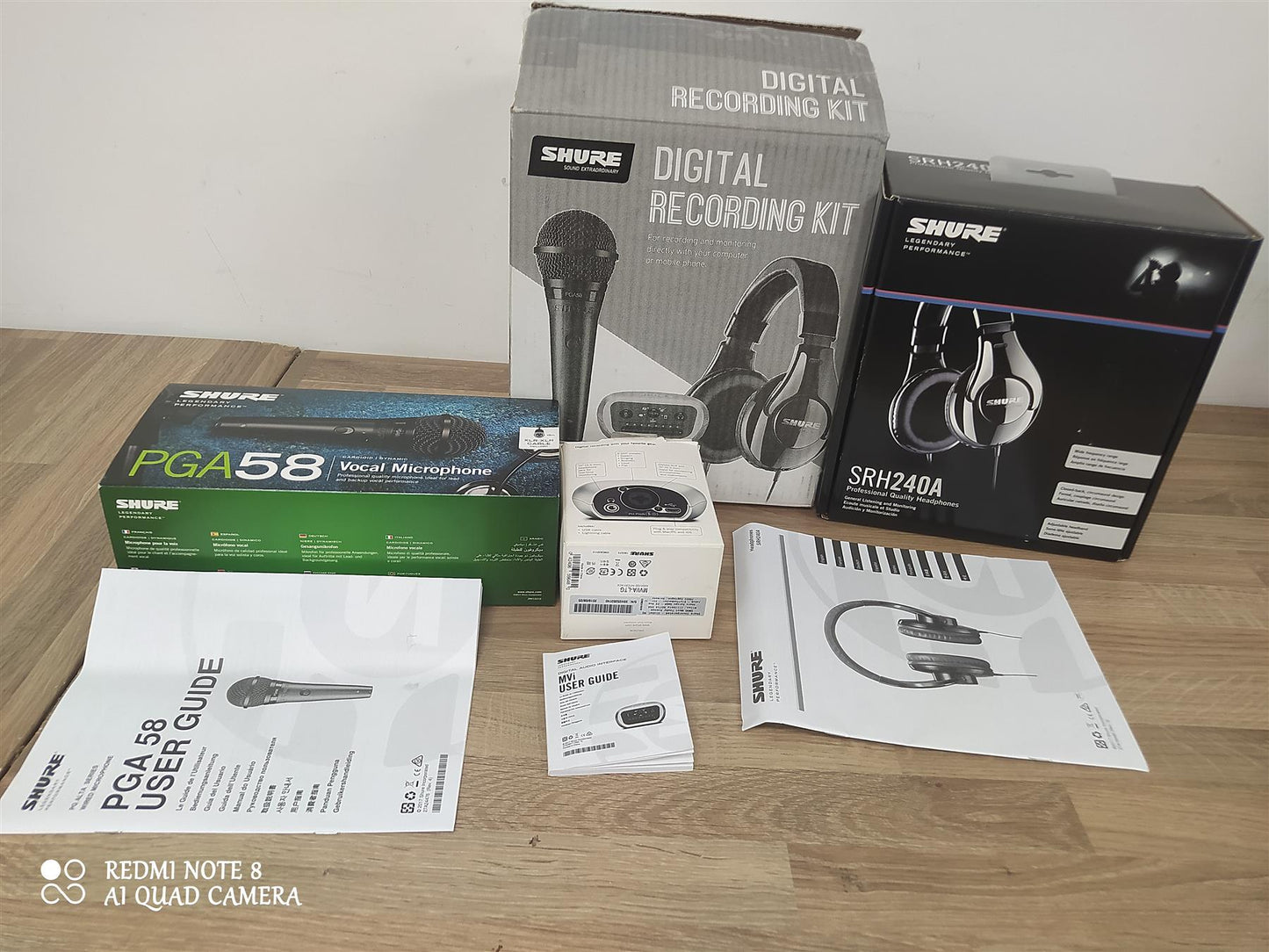 Shure Digital Recording Kit dynamic microphone digital audio interface headphone bundle