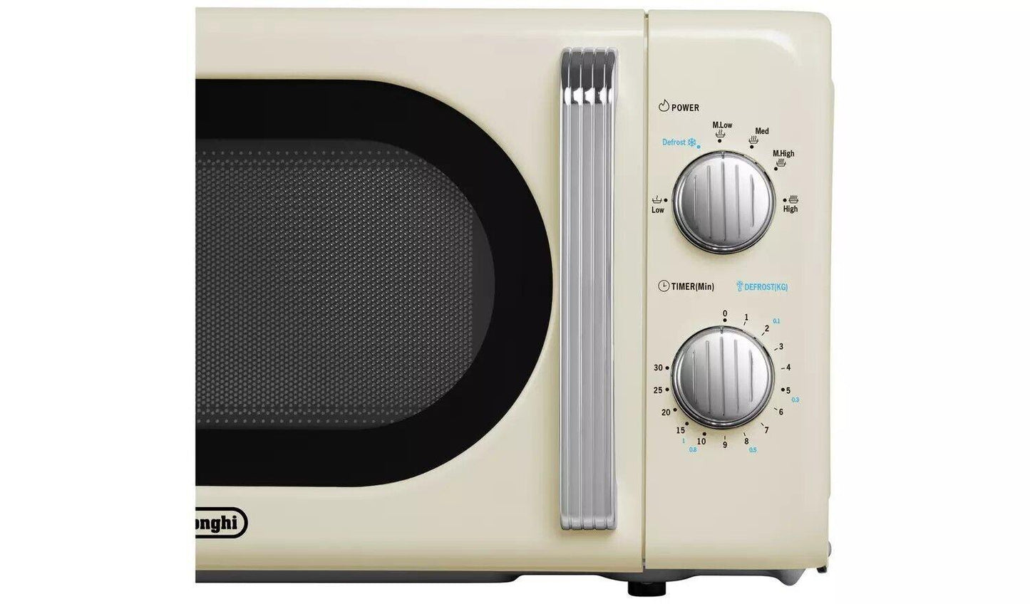 De'Longhi Argento Flora 800W Standard Microwave - Cream compact microwave