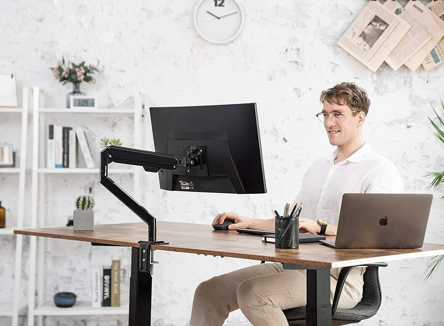 Single Monitor Mount Adjustable Screen Bracket Computer Table Stand 13"-27" inch