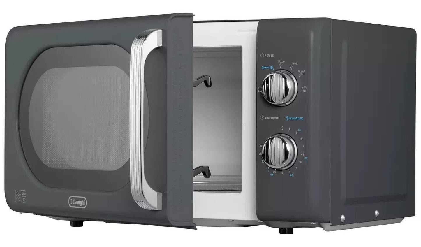 De'Longhi Argento Flora 800W Standard Microwave oven Food Reheat - Grey