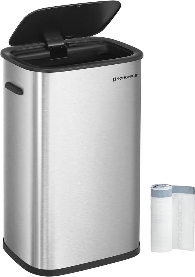 SONGMICS Kitchen Sensor Bin 50L Trash can Soft-Close Lid LTB610E50 Silver