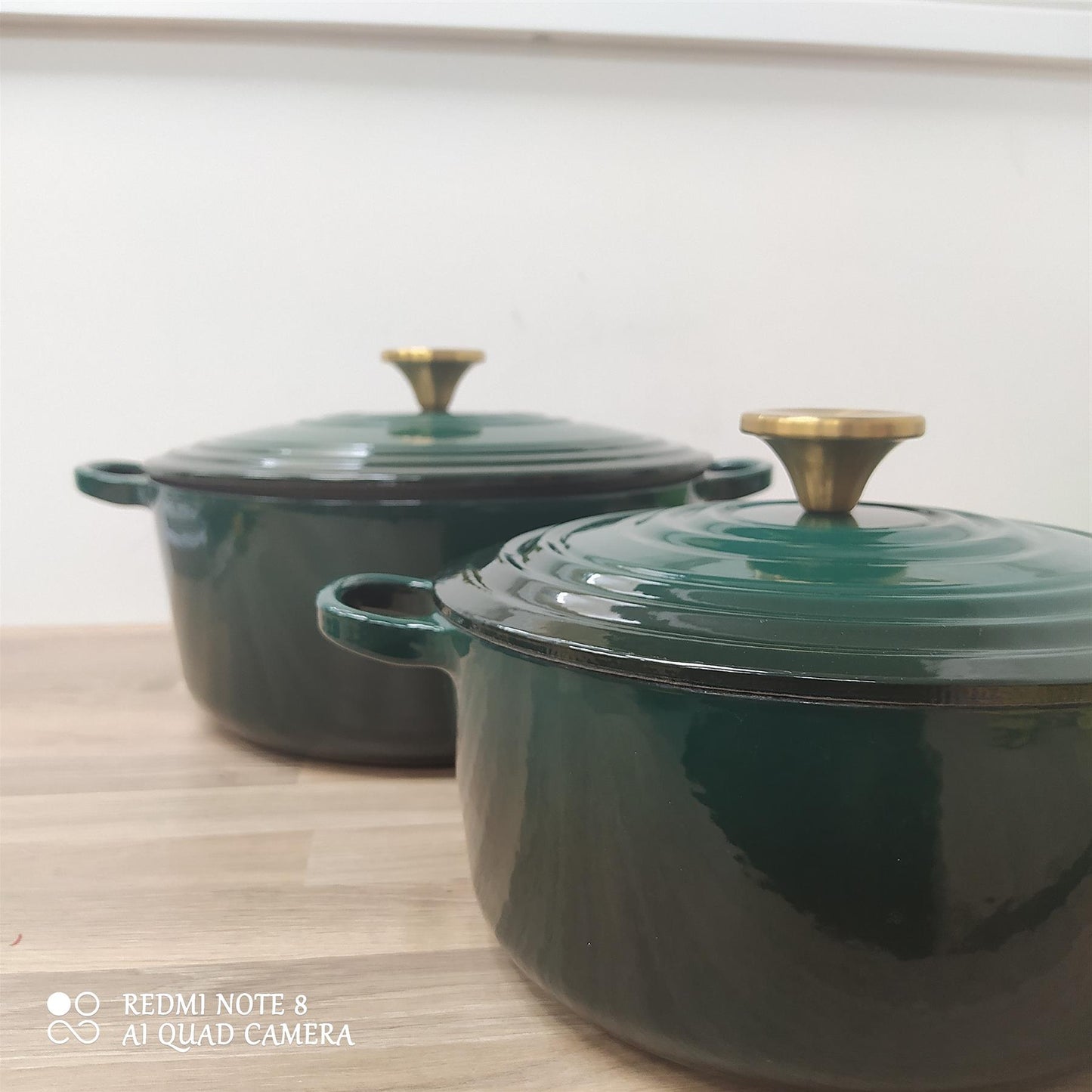 Habitat 2 piece Cast Iron Casserole Dish 3.3 & 5.3 Litre pots all hobs Green