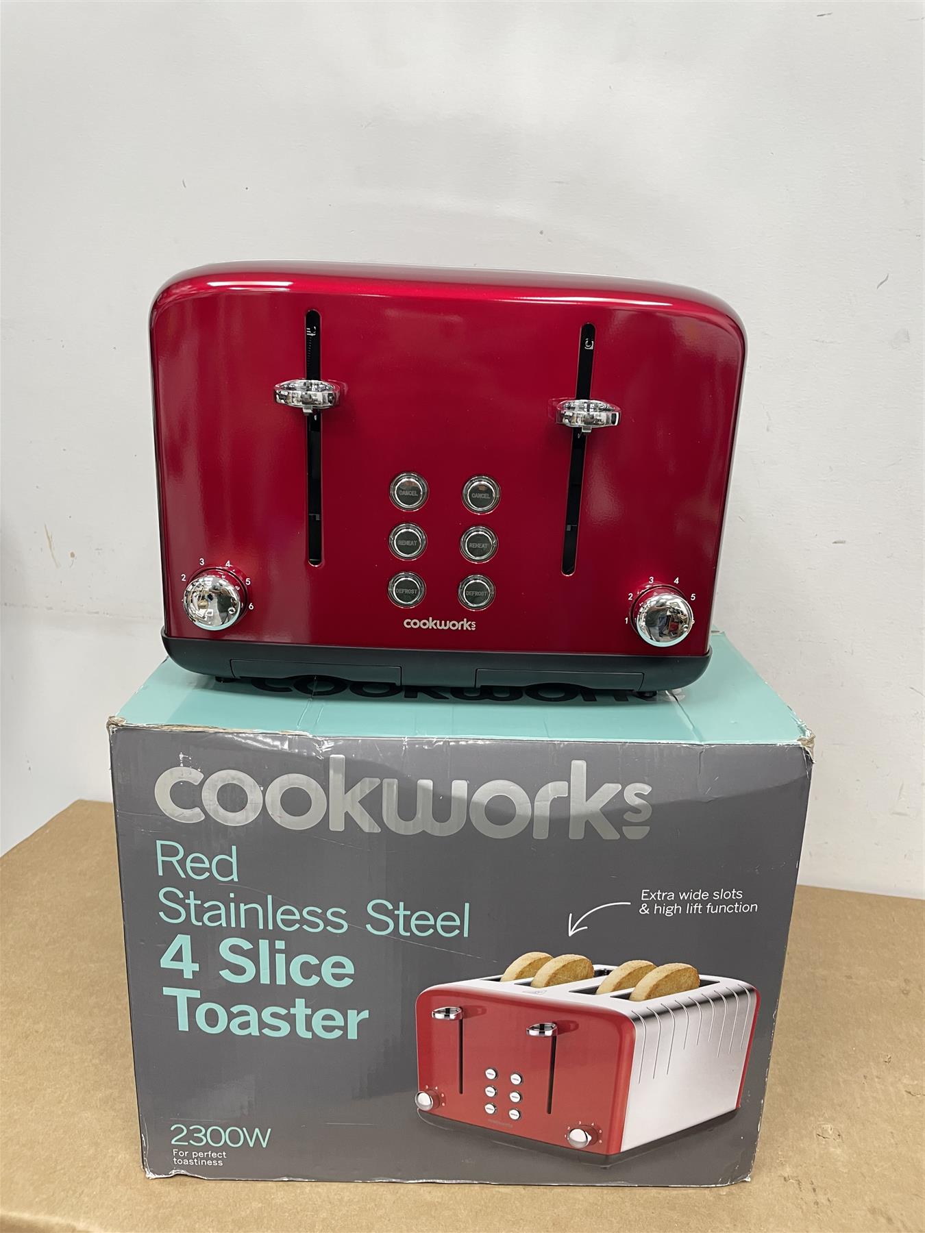 Cookworks 4 Slice Toaster With Cancel, defrost and reheat function 1600 watts