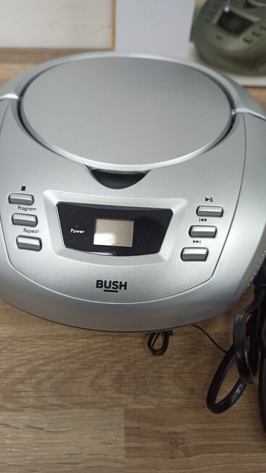 Bush Stereo Speaker Audio Boombox Portable CD Player FM AM Radio Tuner Silver