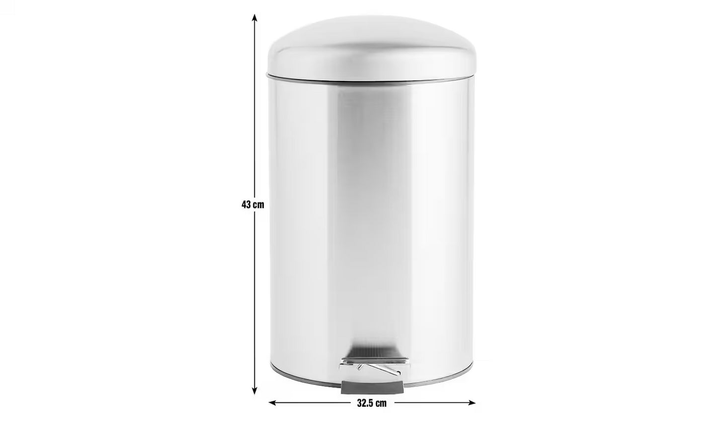 Habitat 12 Litre Domed Pedal Bin Sleek soft close small Brushed stainless steel