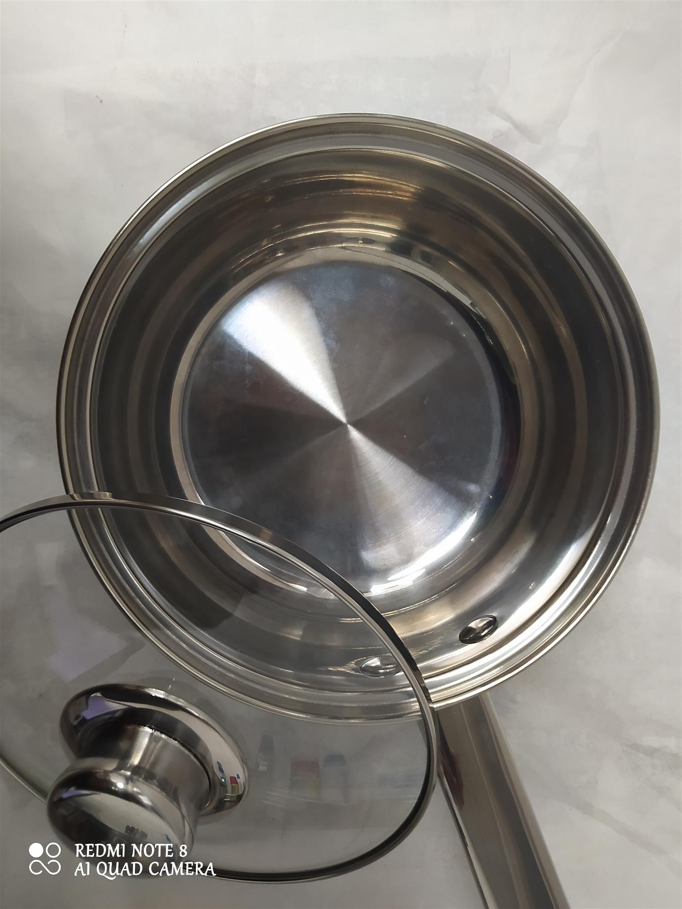 Home 5 Piece Stainless Steel Pan Set Milk Sauce Frying pan Lid Cookware all hobs