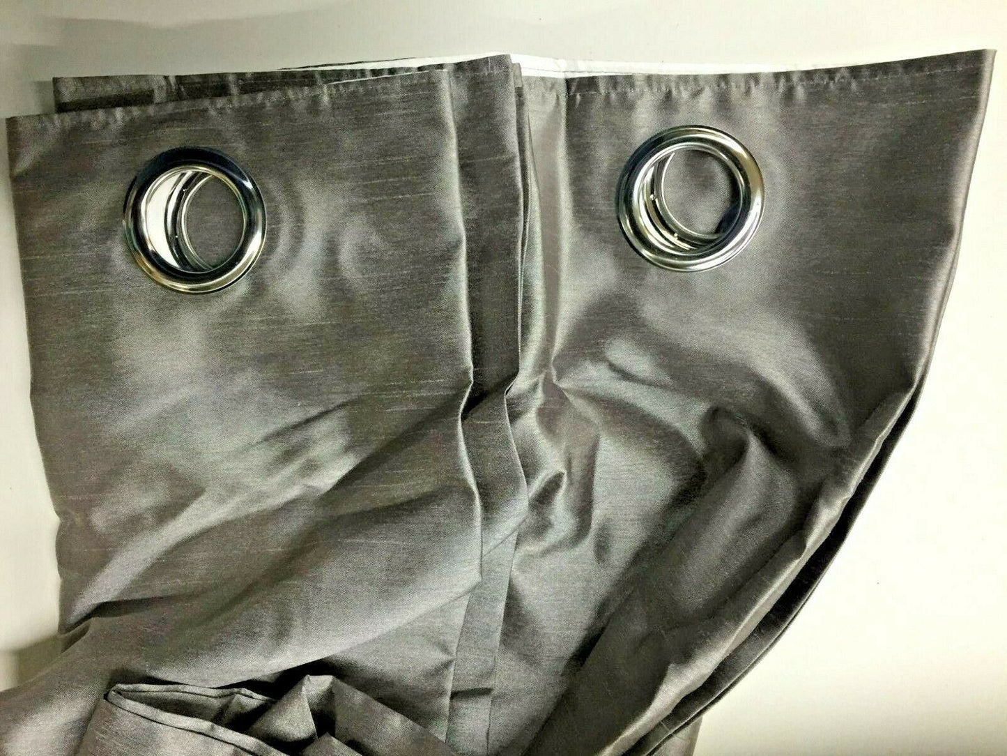 Argos Home Silky Fully Lined Eyelet Curtains Dove Grey Width 117cm X Drop 137