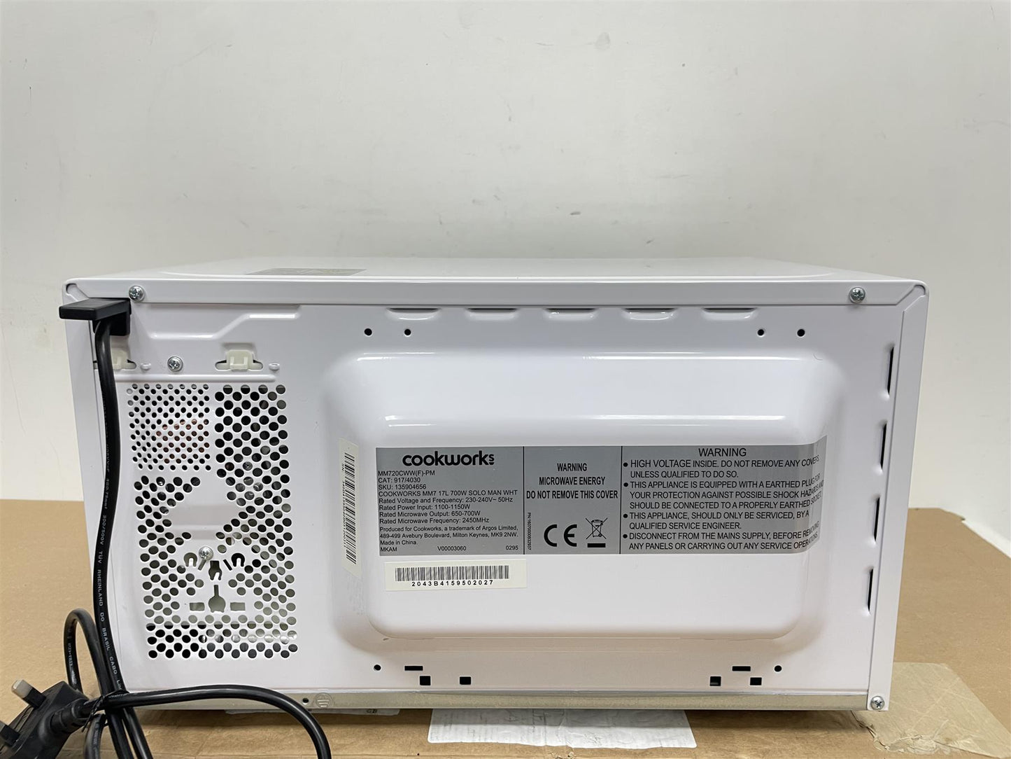 Cookworks microwave mm7 17L700w SOLO MAN WHT
