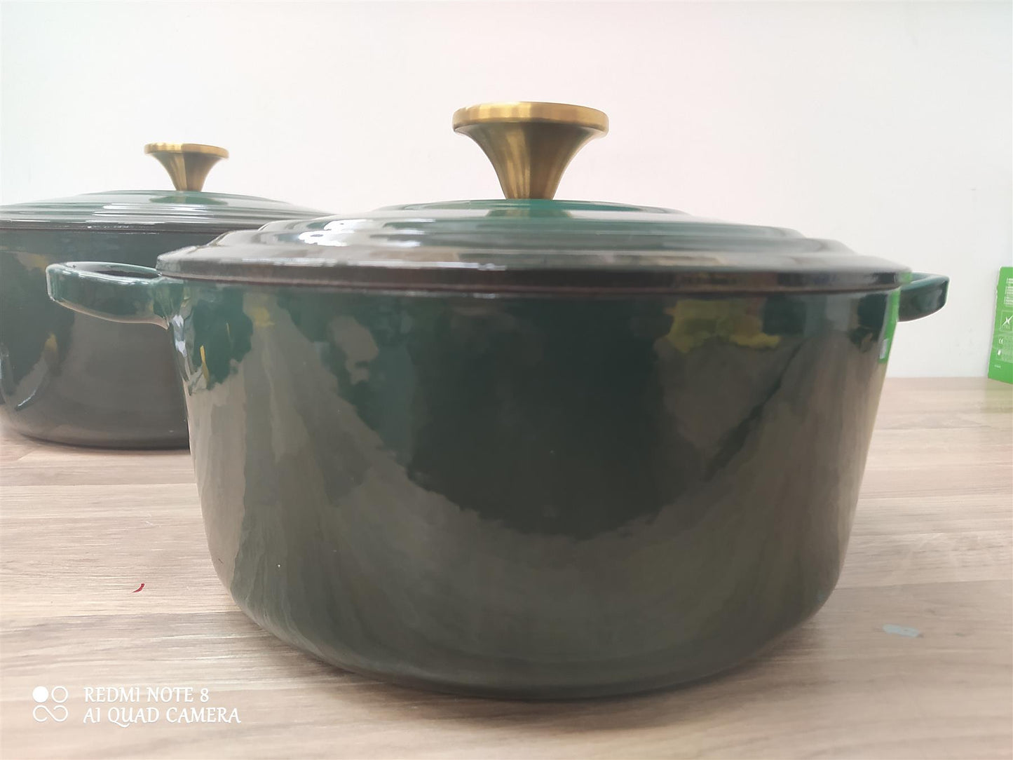 Habitat 2 piece Cast Iron Casserole Dish 3.3 & 5.3 Litre pots all hobs Green