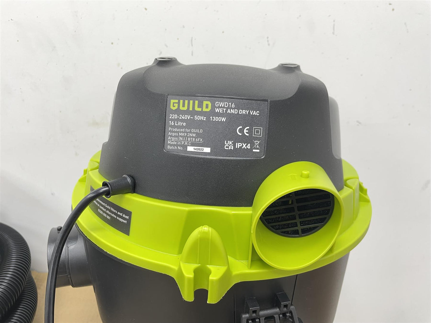Guild 16 Litre Wet and Dry Vacuum Cleaner - 1300W- 3 Dust Bags Included