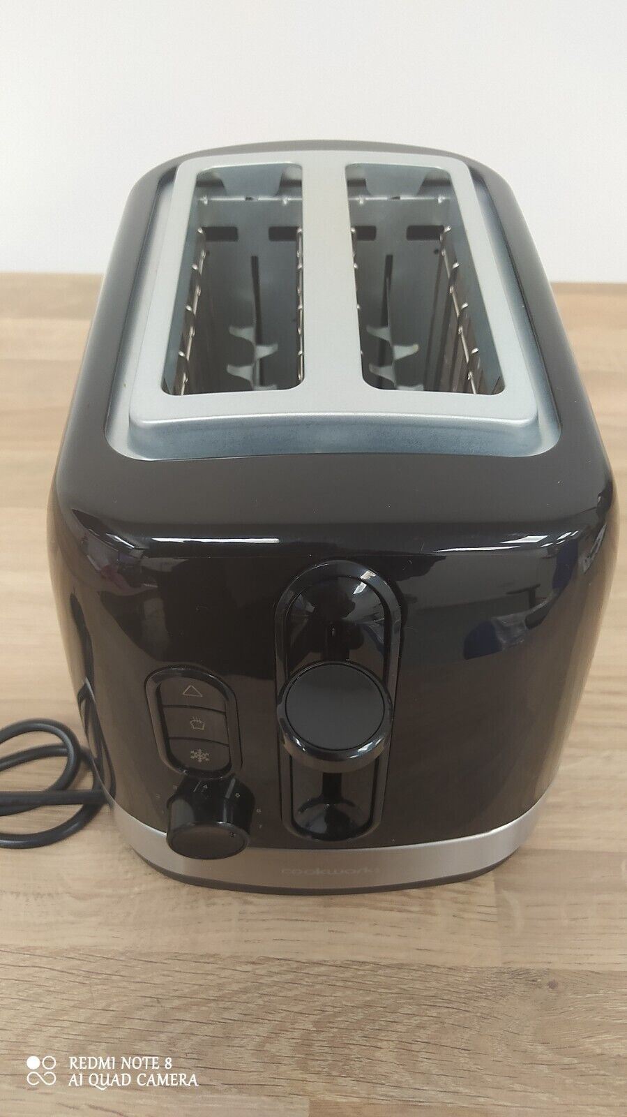 Cookworks Illuminated 2 Slice Toaster Wide Slots Bagel Black Light Plastic