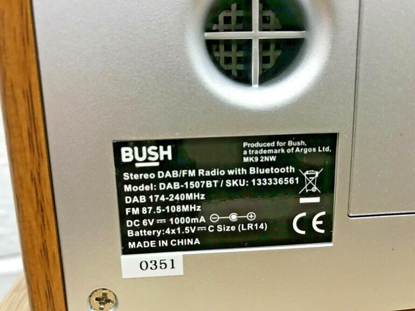 Bush Portable DAB FM Radio Bluetooth Digital LCD Mains Battery Alarm Silver Wood