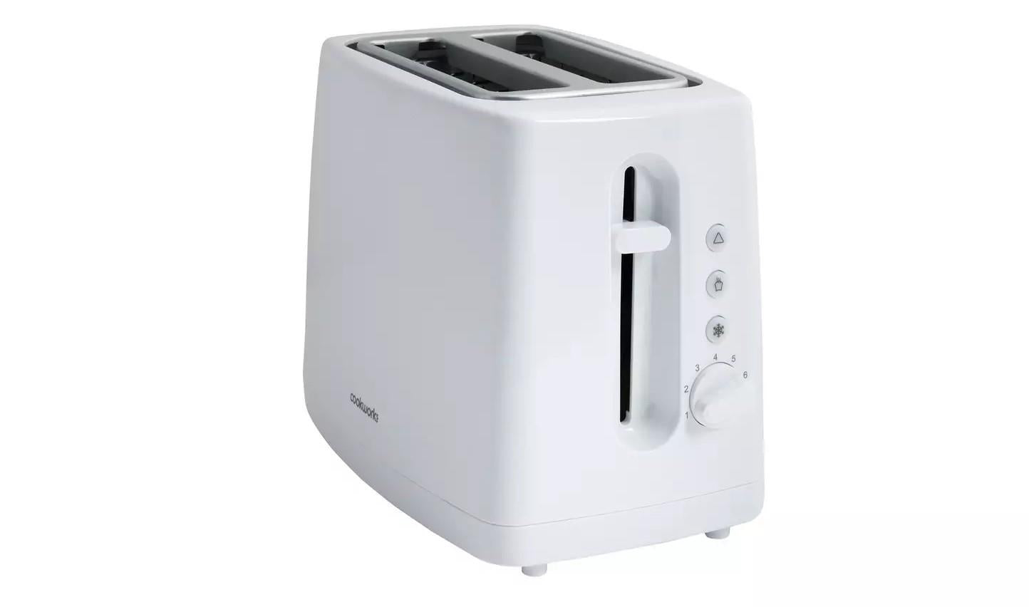 Cookworks Toaster T3233AE Basic 2 Slice extra long wide bagel slots defrost