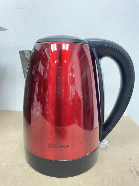 Cookworks Stainless Steel Red Jug Kettle Boil Dry Protection