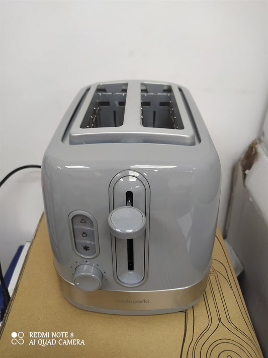 Cookworks Illuminated 2 Slice Toaster - Grey Plastic defrost extra large slots