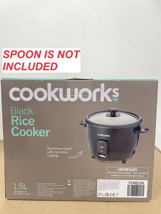 Cookworks Electric Rice Cooker steamer Kitchen Non-stick bowl warm funtion  1.5L